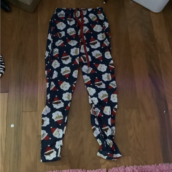 Festive Pajama Pants with Santa and Snowman Print - Picture 1 of 1